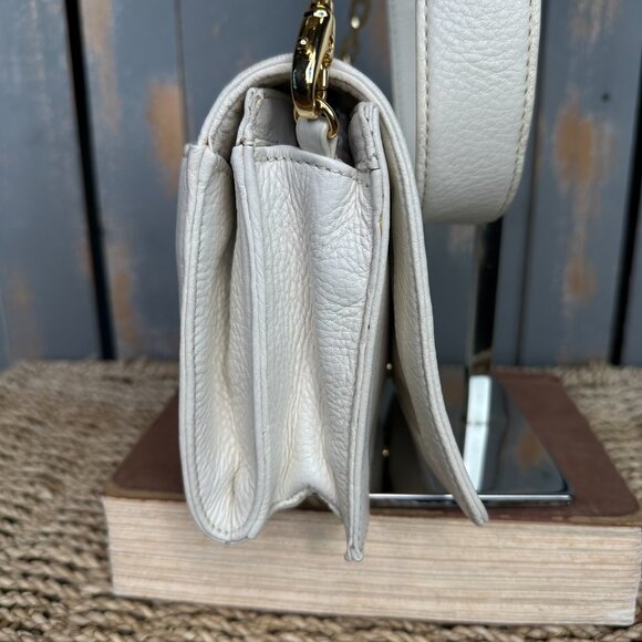 Tory Burch Kipp Perforated Logo Foldover Clutch Crossbody Bag White - Picture 5 of 16